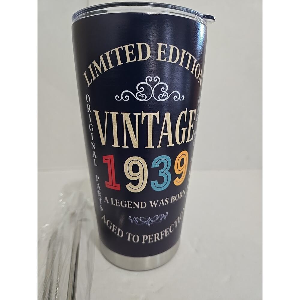 85Th Birthday Gifts for Men and Women, 1939 Stainless Steel Tumbler - Picture 2 of 6